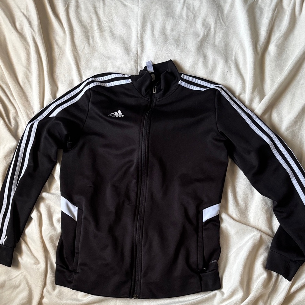 Adidas Black Jacket with White Stripes